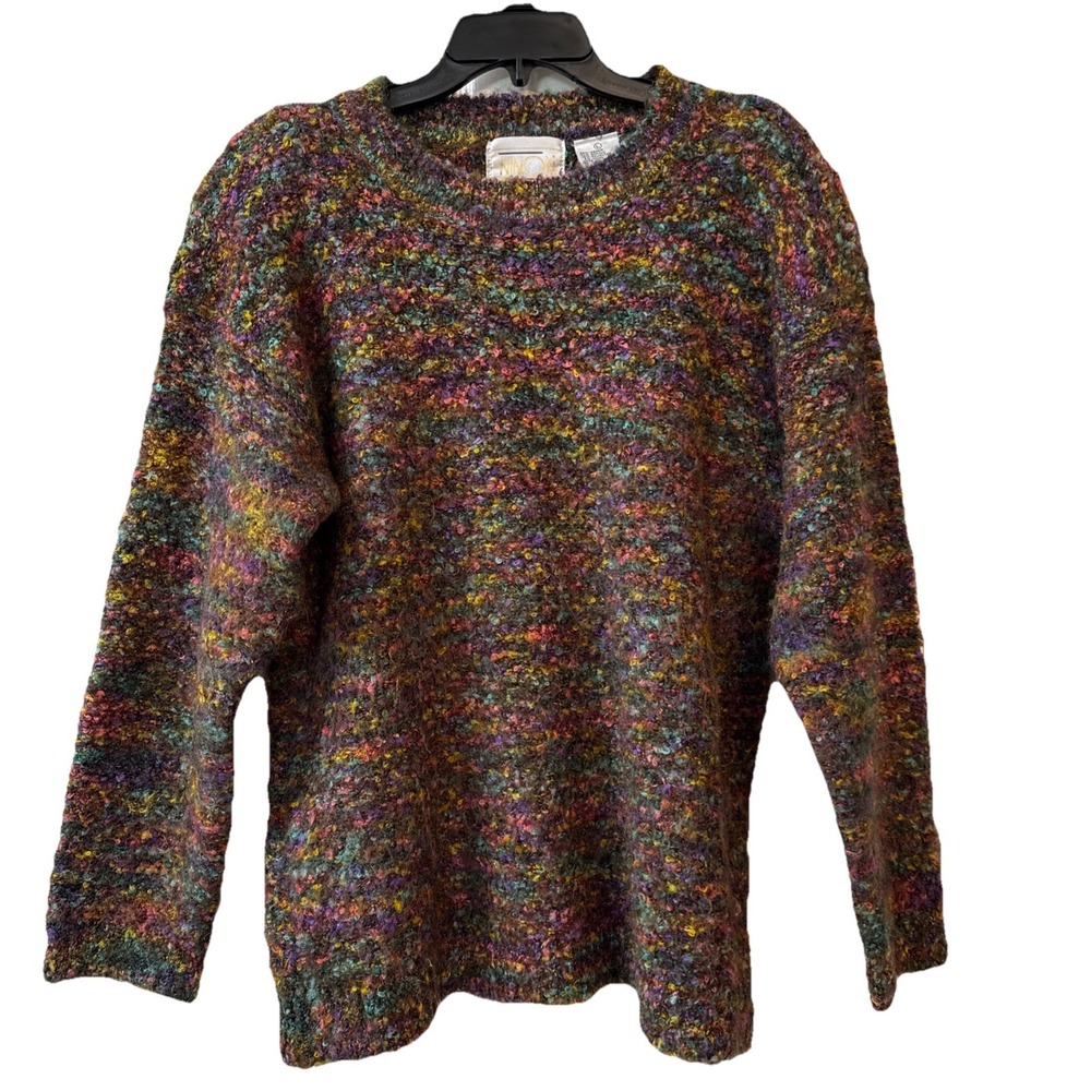 Vintage Ninon De Lenclos Fuzzy Mohair‎ Sweater Womens Large Multicolor